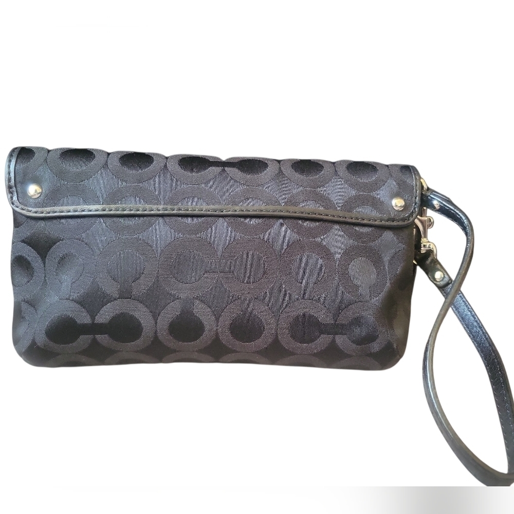 Black Coach Wristlet with Silver Accents - Picture 2 of 15